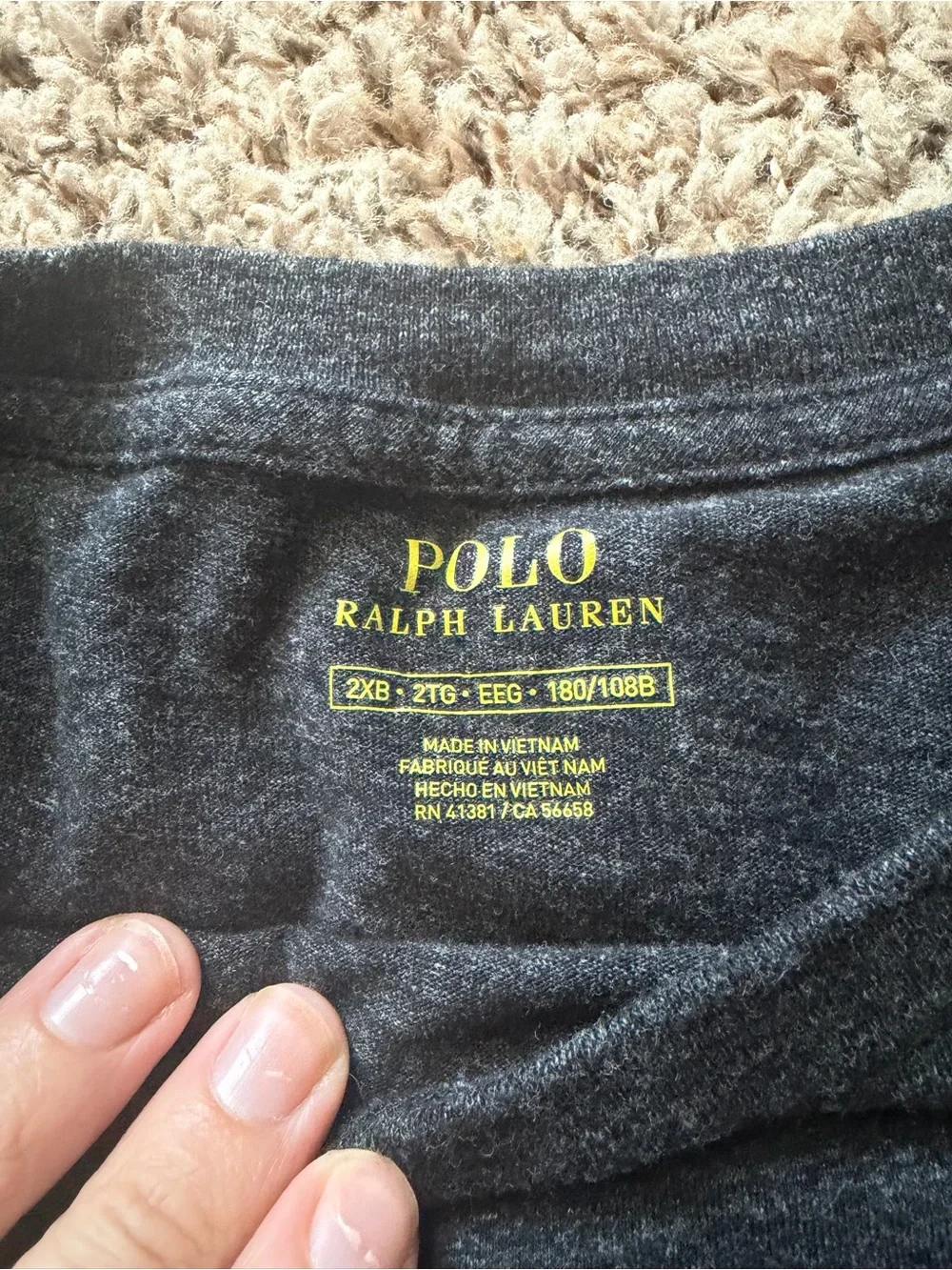Polo Ralph Lauren Men's Long Sleeve Crew Neck T-Shirt Dark Grey Heather Size 2XB